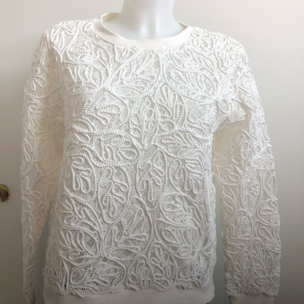 Forever 21 Cream Leaf Pattern Sweater